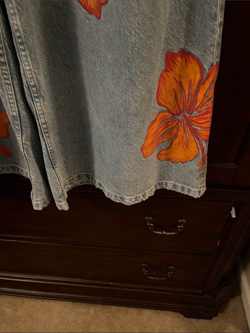 We The Free Light Blue High-Rise Denim Jeans with Orange Stitch Accents - Picture 4 of 9